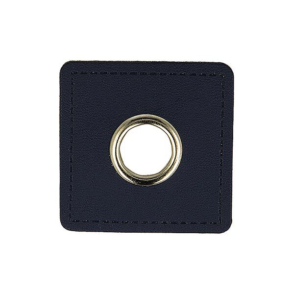 Applikation Kunstlederpatch mit Öse [ 4 Stück / Ø 10 mm ] – blau