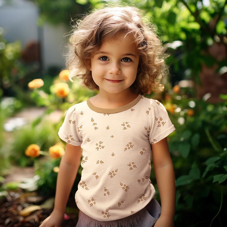 GOTS Rippenjersey Streubl&uuml;mchen | Poppy Fabrics &ndash; creme/rehbraun,  image number 5