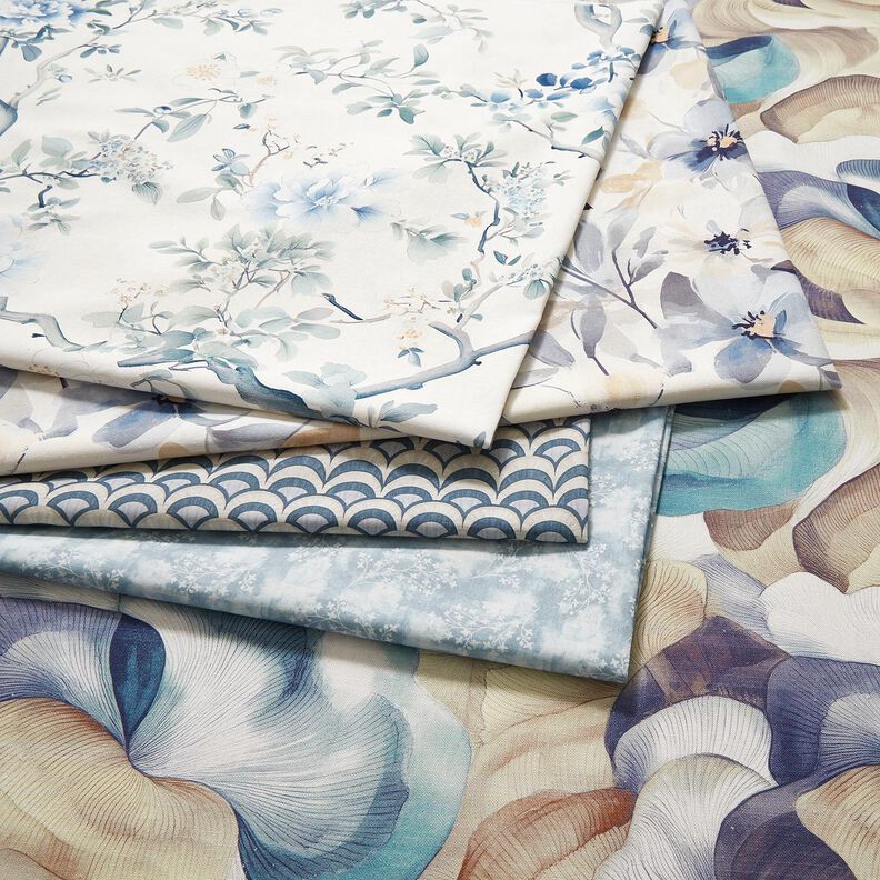 Baumwollstoff Popeline feine Zweige &ndash; blau,  image number 5