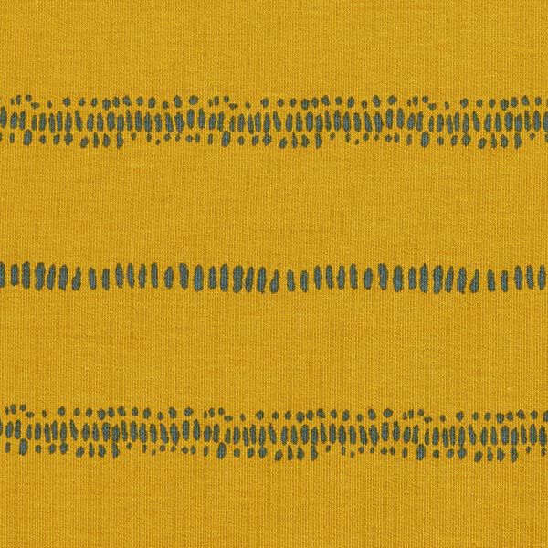 French Terry Sommersweat gestrichelte Linien – senf, image number 1