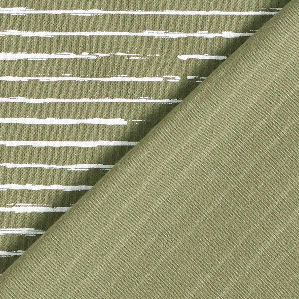 Baumwolljersey Skribbel-Streifen – khaki | Reststück 50cm