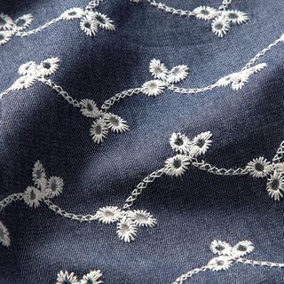 Chambray Blumenstickerei – marineblau, 