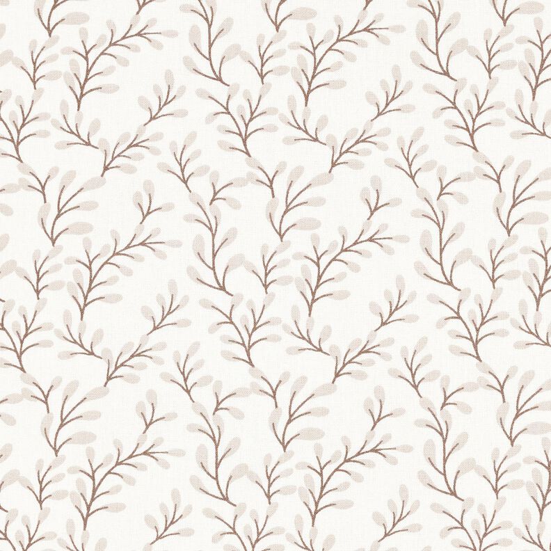 Baumwollpopeline Blätterzweige – weiss/anemone,  image number 1