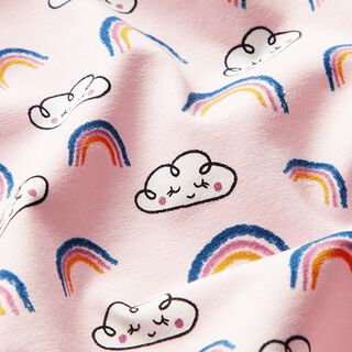 Bio-Baumwolljersey Wolken und Regenbögen – rosé/blau, 