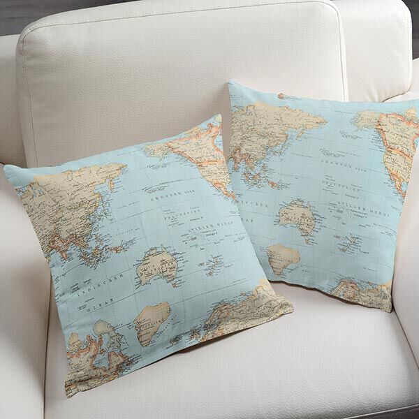 Dekostoff Ottoman Weltkarte – babyblau, image number 7