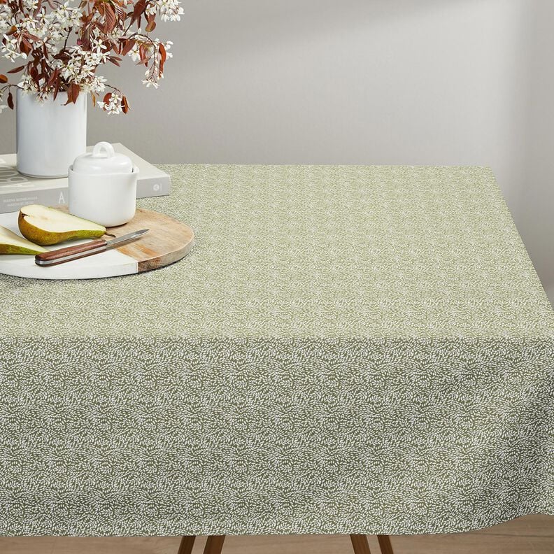 Baumwollstoff Cretonne Mini-Blätter – hellkhaki/weiss, image number 8