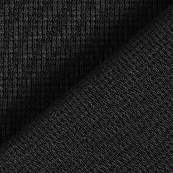 Mini Baumwoll-Waffeljersey Uni – schwarz | Reststück 100cm