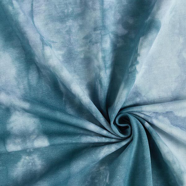 French Terry Sommersweat Batik – hellpetrol | Reststück 50cm