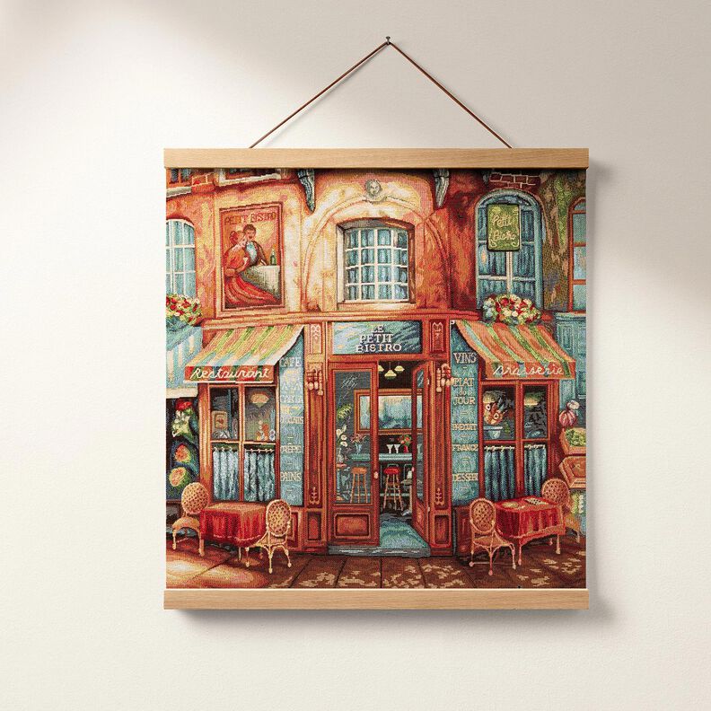 Dekopanel Gobelin französisches Bistro – blau/terracotta, image number 5