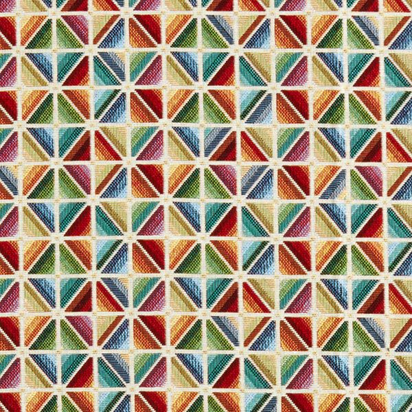 Dekostoff Gobelin bunte Rauten – hellbeige/karminrot, image number 1