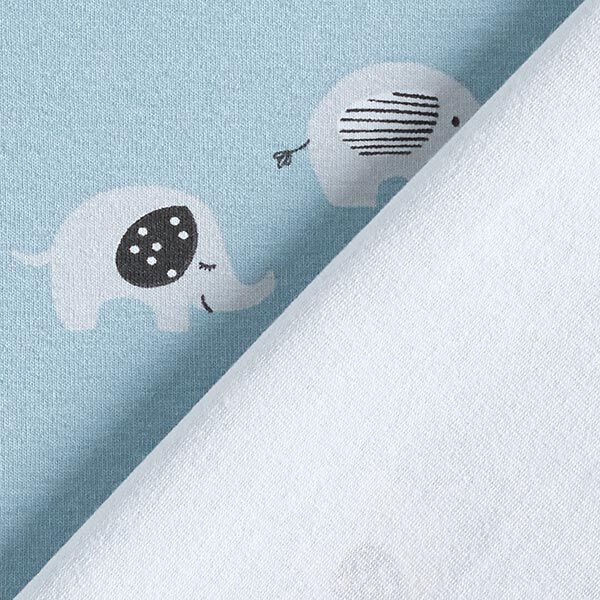 Baumwolljersey Baby-Elefanten – hellblau | Reststück 50cm