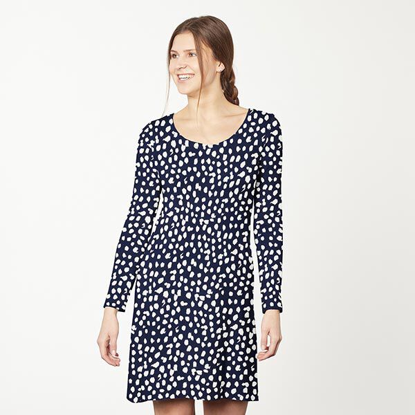 Viskosejersey Leopunkte – marineblau/weiss, image number 6