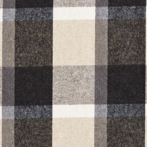 Mantelstoff Baumwoll-Mix großes Schottenkaro – hellbeige/altsilber, 