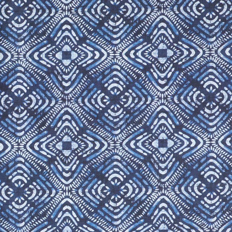 Dekostoff Canvas Batik-Fliesen – indigo/weiss,  image number 1