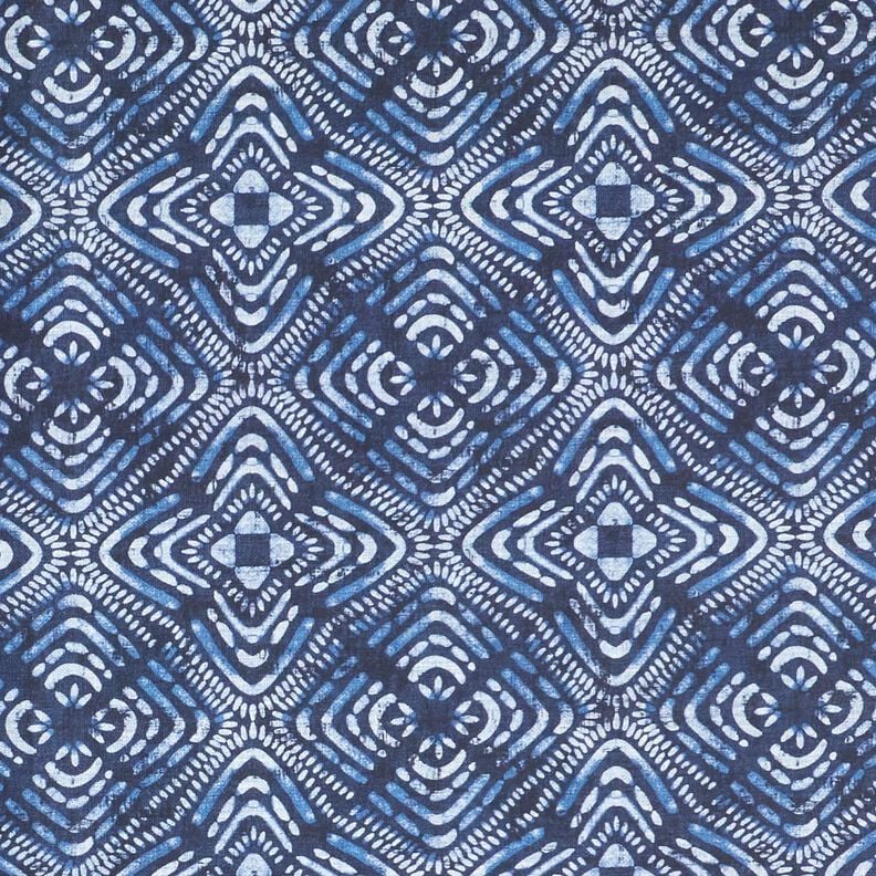 Dekostoff Canvas Batik-Fliesen – indigo/weiss, image number 1