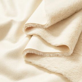 Veloursstoff mit Kunstfell-Abseite – creme, 