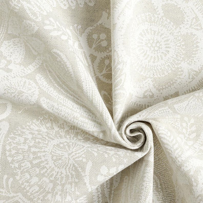 Dekostoff Halbpanama florales Paisley – natur/weiss,  image number 3