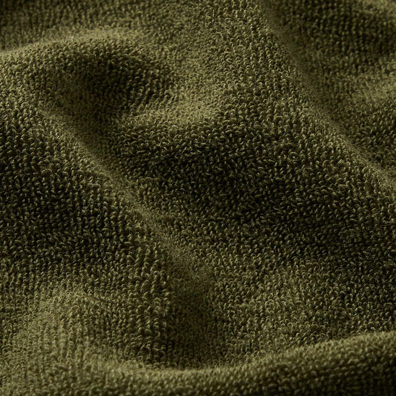 Frotteestoff Stretch Uni – dunkeloliv, image number 2