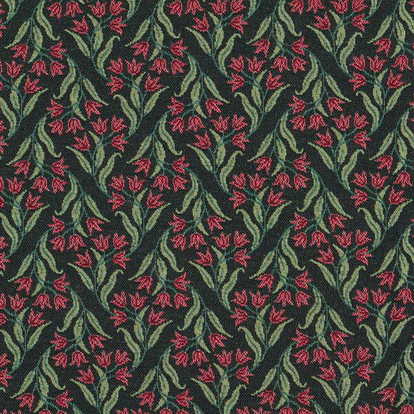 Dekostoff Gobelin Glockenblume – schwarz/karminrot