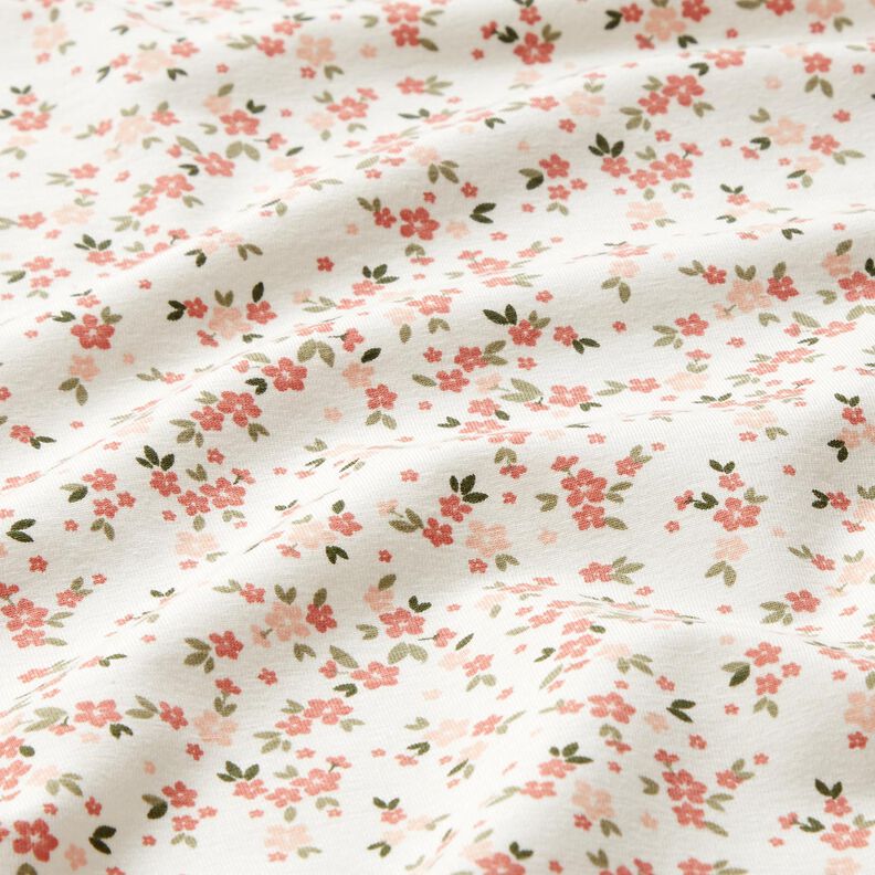 Baumwolljersey rosa Blümchen – elfenbein, image number 2
