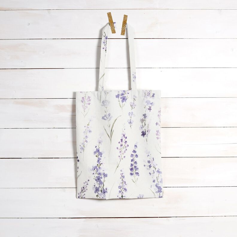 Dekostoff Halbpanama Lavender-Feld – elfenbein/flieder,  image number 9