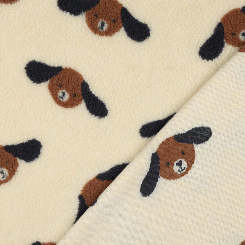 Teddyplüsch Hundeköpfe | Poppy Fabrics – hellbeige/schwarzbraun, image number 4