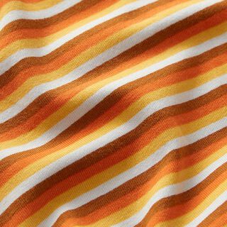 Baumwolljersey Querstreifen – weiss/orange, 