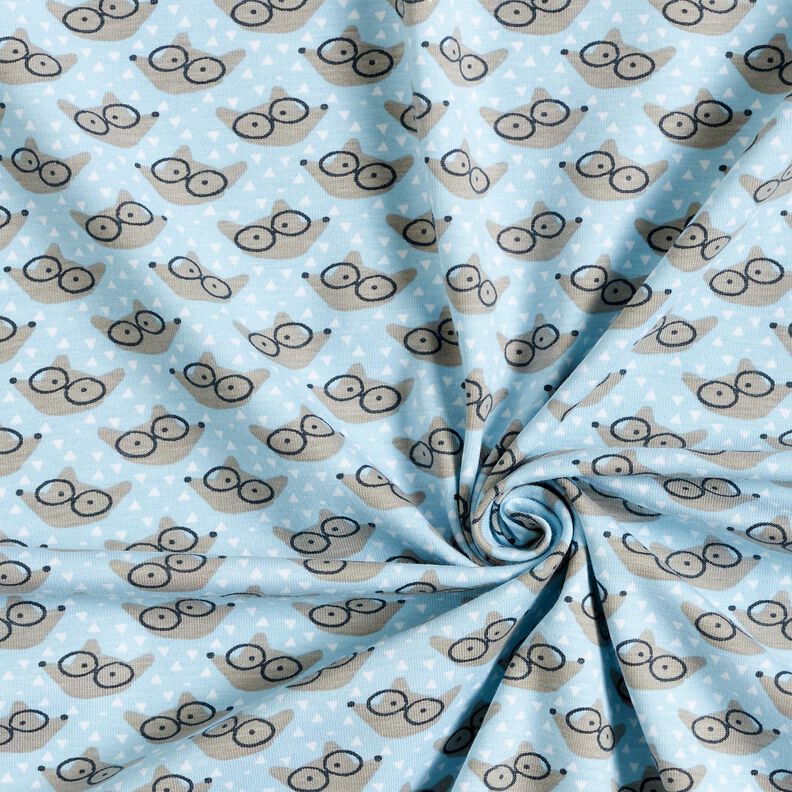 Baumwolljersey Fuchs mit Brille – babyblau,  image number 3