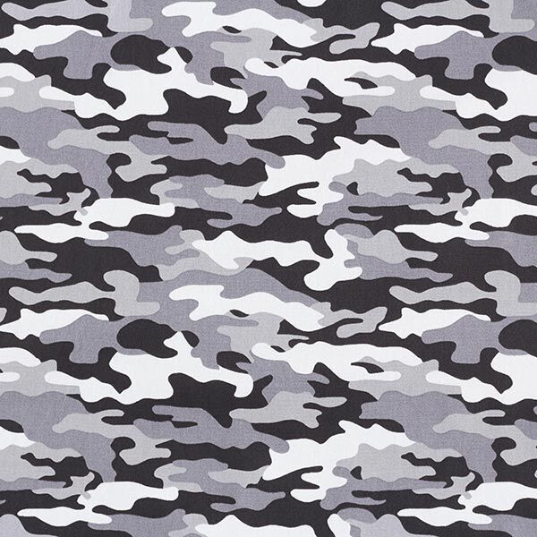 Baumwollpopeline Camouflage – grau/schwarz