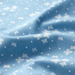 Chambray Punkte und Schmetterlinge – hellblau/wollweiss, 