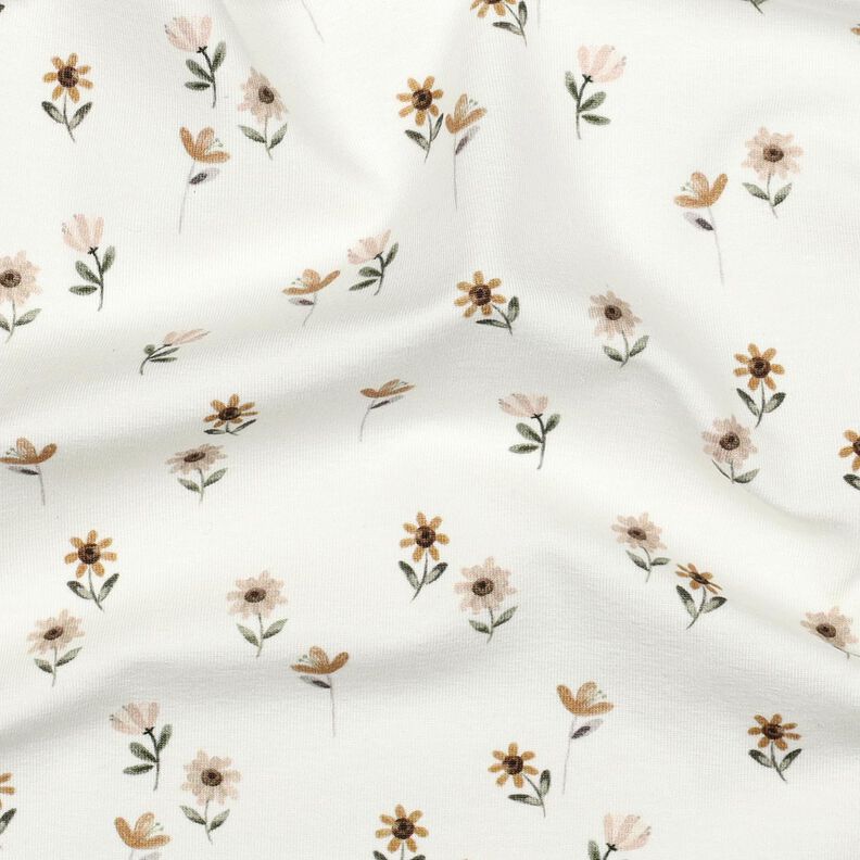 Baumwolljersey süße Blumen Digitaldruck | Poppy Fabrics – elfenbein/karamell,  image number 2