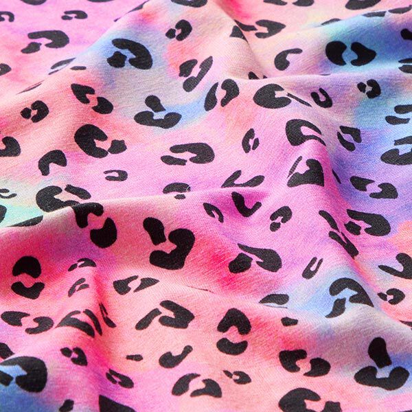 Baumwolljersey Batik Leo Digitaldruck – rosa | Reststück 50cm