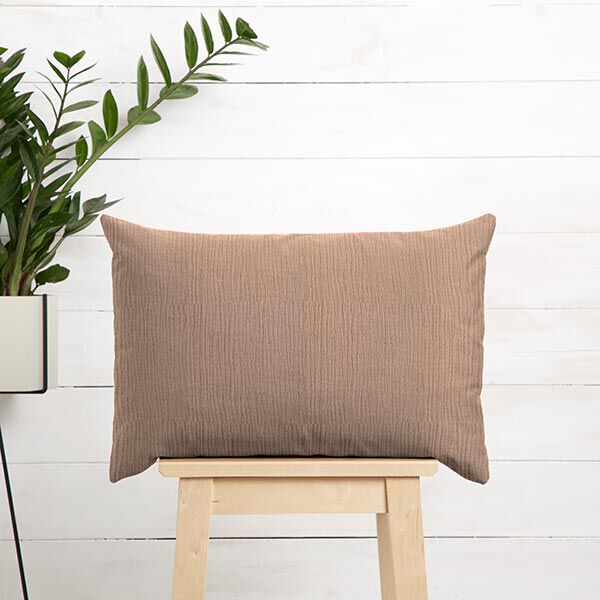 GOTS Dreilagiger Baumwoll-Musselin – dunkelbeige | Reststück 50cm
