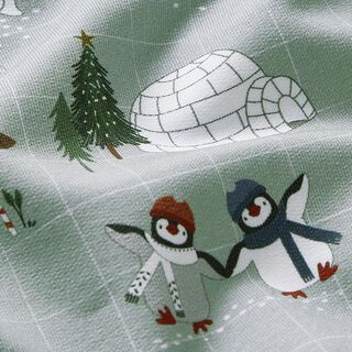 Bio French Terry Pinguine und Iglus Digitaldruck – elefantengrau, 