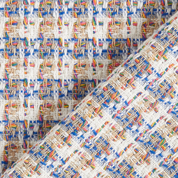 Baumwoll-Tweed bunte Karos – wollweiss/blau, image number 4