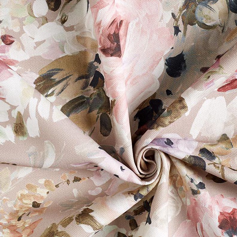 Halb-Panama Dekostoff Floris – beige/rosa,  image number 2