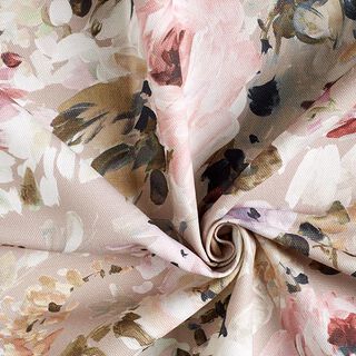 Halb-Panama Dekostoff Floris – beige/rosa, 