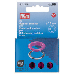Ösen mit Scheiben [20 Stück | Ø 11 mm] | Prym – pink/silber metallic, 
