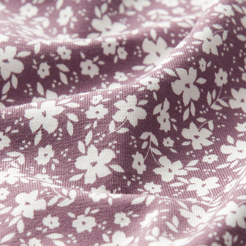 Baumwolljersey Blümchen bi-color – dunkelaltrosa | Reststück 70cm,  image number 2