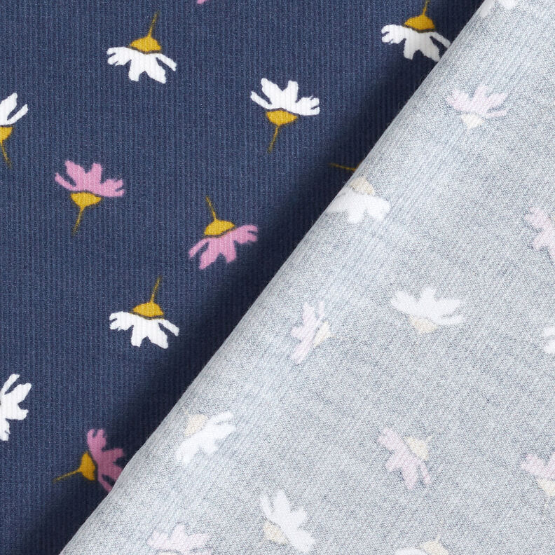 Babycord kleine Blümchen – marineblau,  image number 4