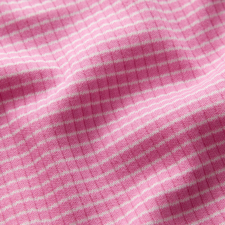 Rippenjersey Mini Streifen – rosa/weiss,  image number 2