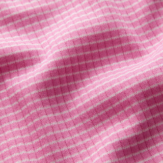 Rippenjersey Mini Streifen – rosa/weiss | Reststück 60cm, 