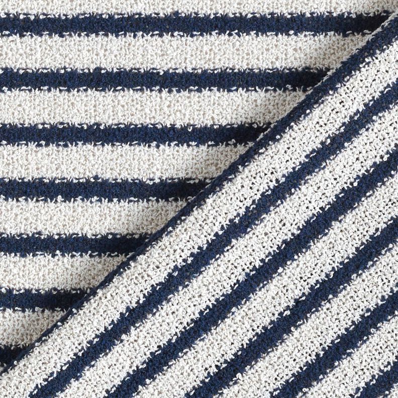 Strickbouclé Streifen und Glitzer – weiss/marineblau,  image number 5