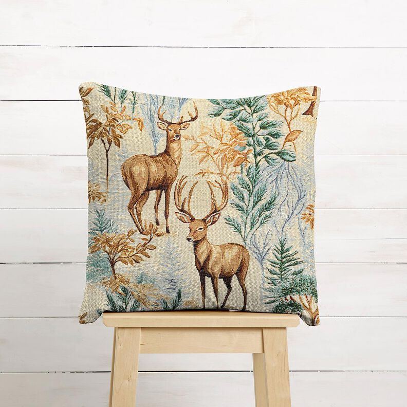 Dekostoff Gobelin herbstlicher Wald &ndash; hellbeige/gr&uuml;n,  image number 6