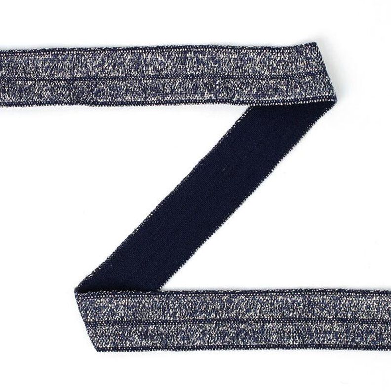 Elastisches Einfassband (Falzgummi), glitter - marineblau,  image number 1