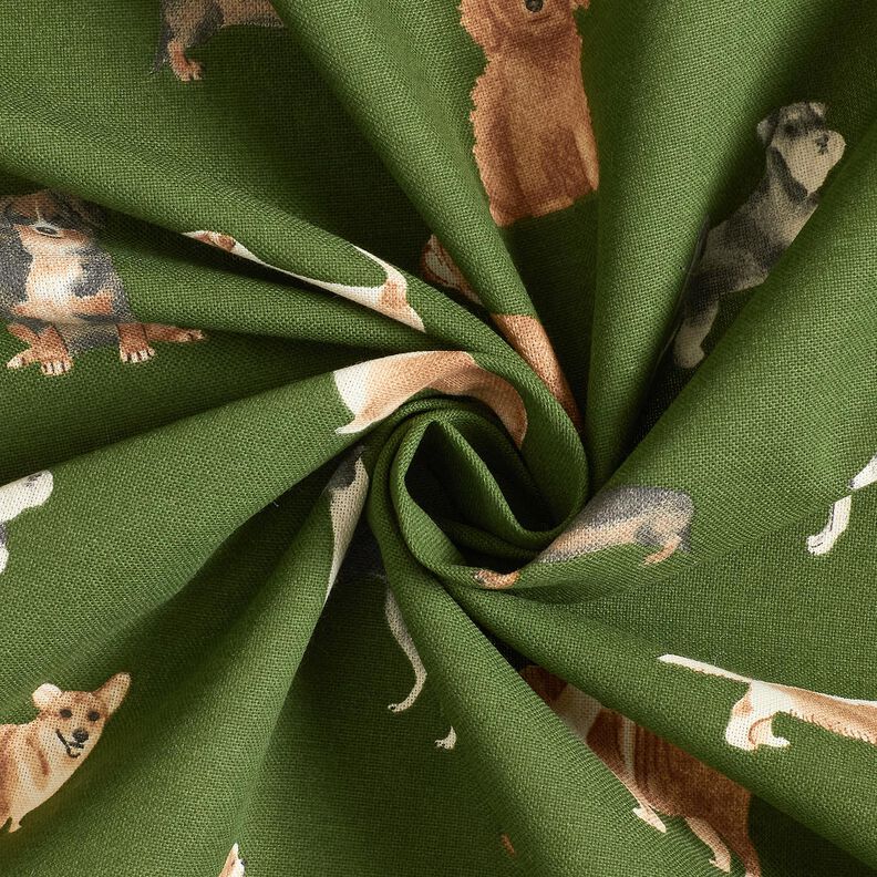 Dekostoff Halbpanama niedliche Hunde – pinie/braun,  image number 3