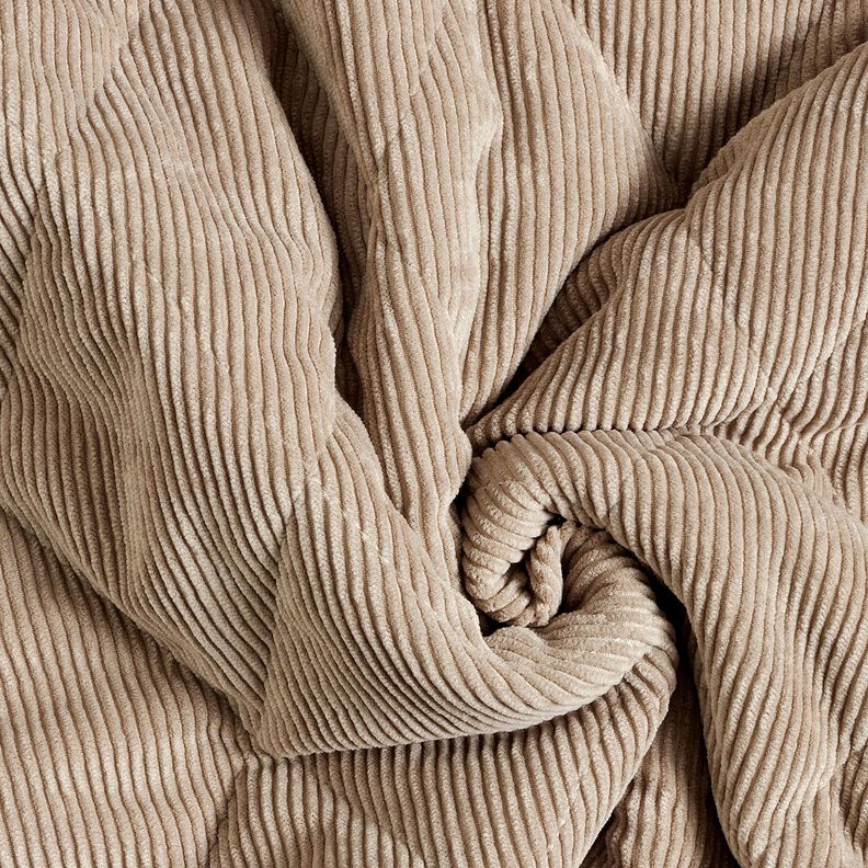 Steppstoff Cord mit Fellabseite Rauten – taupe,  image number 4