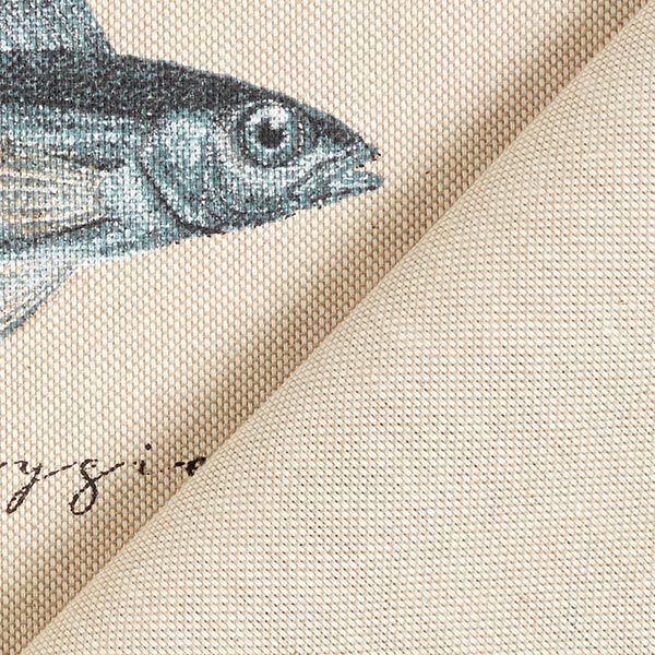 Dekostoff Halbpanama Fische – natur/blau, image number 4