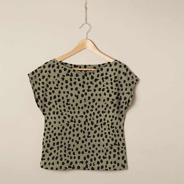 Viskosejersey Leopunkte – khaki/schwarz, image number 7