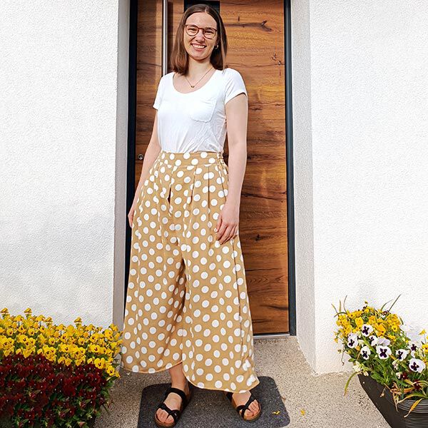 Kreppgewebe Polka Dots [2,5 cm] – beige,  image number 5